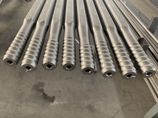 915mm-6500mm थ्रेडेड स्टील ड्रिल रॉड R32 R38 T38 T45 एम/एफ कनेक्शन के साथ